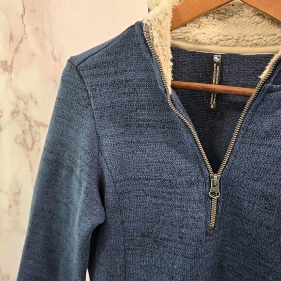Kuhl Pullover Women Small Blue Plush Mock Sweater Teddy Sherpa Lined Alfpaca - Picture 2 of 10